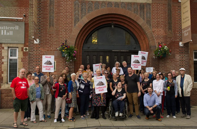 Image courtesy of Jackie Shears Activists gathering outside Lutteral Hall