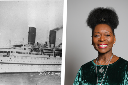 HMT Empire Windrush and Floella Benjamin Images: HMT Empire Windrush and Floella Benjamin